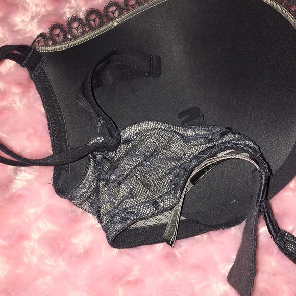 💋Victoria’s Secret❤️Gun Metal Grey padded Demi lace underwire,padded Sz36C bra - Picture 5 of 8